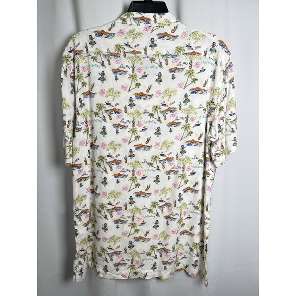 Cremieux Blue Label Hula Girl Print Rayon Short Sleeve Woven Camp Shirt Sz M New - Picture 4 of 8